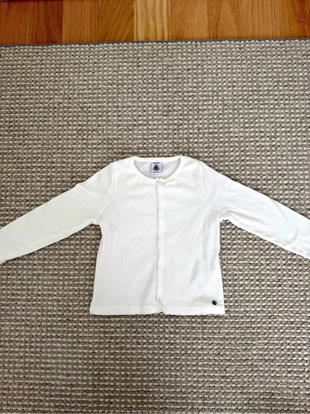 Petit Bateau White Snap-Front Cardigan | 24 Months | 100% Cotton |